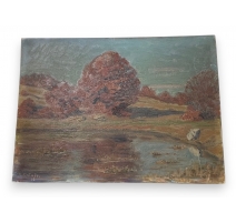 Tableau "Paysage su Salève" signé M. MATHEY