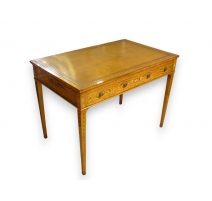 Table à écrire en citronnier, dessus cuir beige