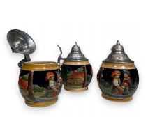 Lot de 3 chopes en grès allemandes