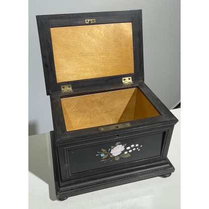 Blackened wooden box with pietra dura inlay