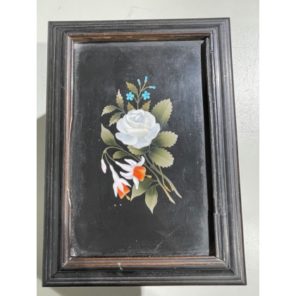 Blackened wooden box with pietra dura inlay