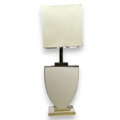 Lampe en laiton laqué blanc