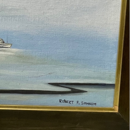 Tableau \"Bord de mer\" signé SANSOM