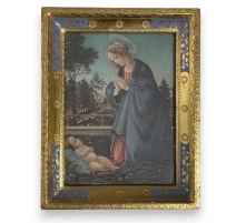 Petit cadre doré et bleu