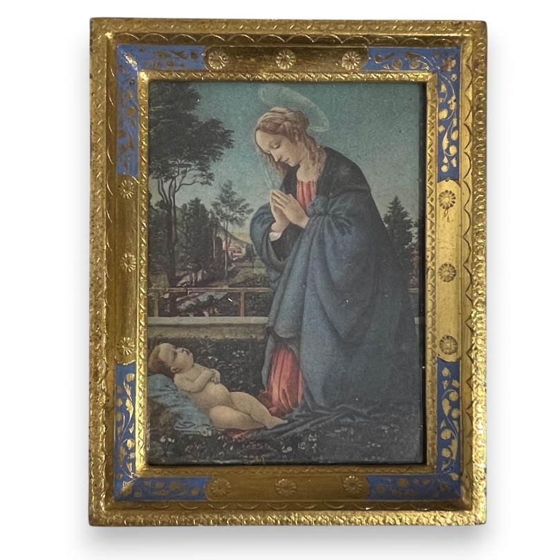 Petit cadre doré et bleu