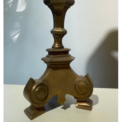 Cierge en laiton montée en lampe