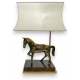 Lampe Cheval en laiton, socle émaillé