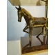 Lampe Cheval en laiton, socle émaillé