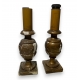 Paire de lampes Urne en bois doré