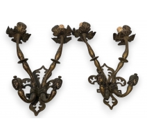 Paire d'appliques style Renaissance en bronze