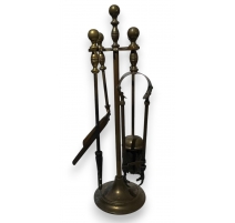 Lot d'outils de cheminée en laiton