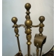 Lot d'outils de cheminée en laiton