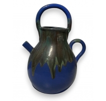 Pichet en grès flammé bleu et vert