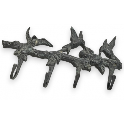 Porte manteau en laiton patiné Colibris