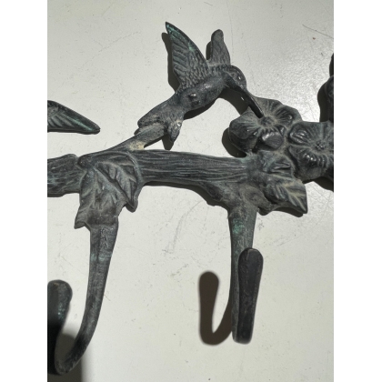 Porte manteau en laiton patiné Colibris