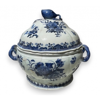 Soupière en porcelaine bleu blanc