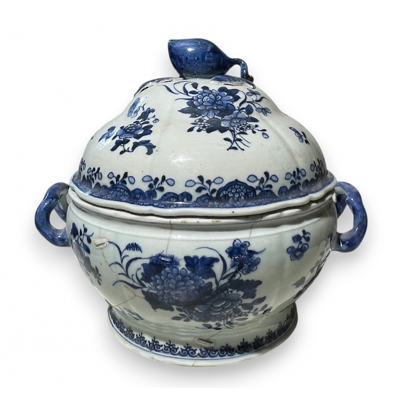 Soupière en porcelaine bleu blanc
