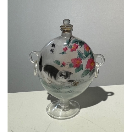 Flacon peint sous-verre Chats