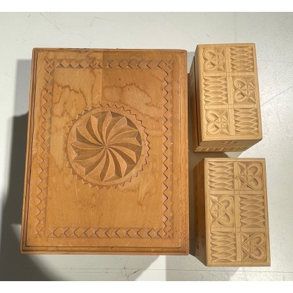 Carved beech game box