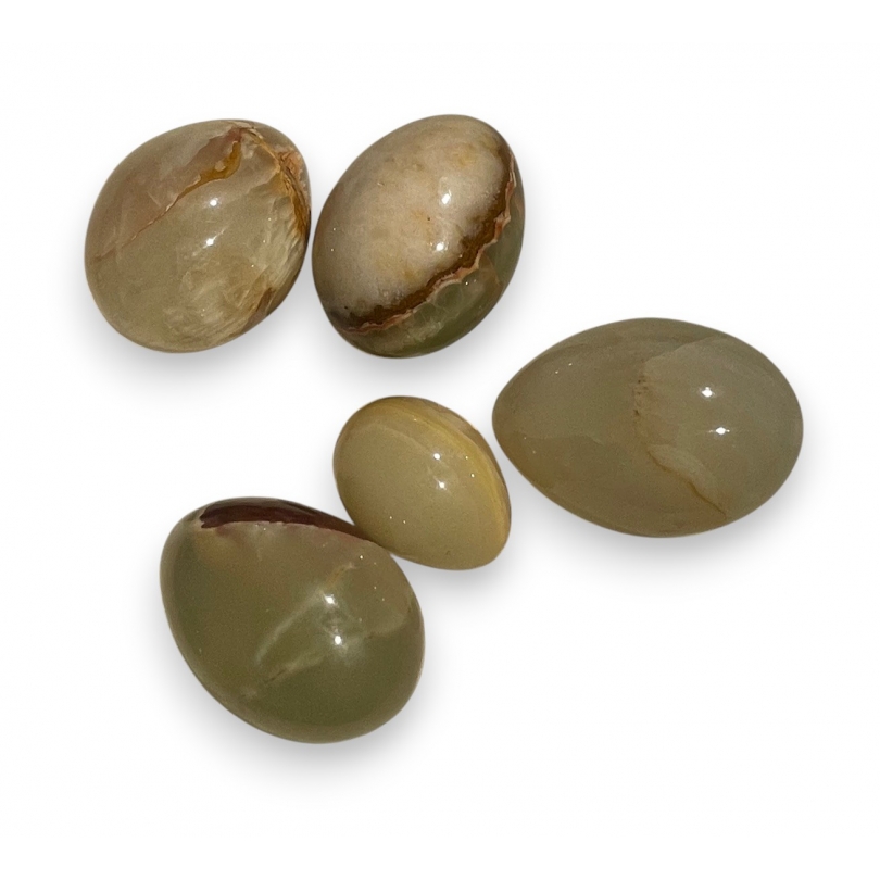 A collection of 5 onyx eggs