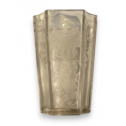 Verre gravé Chasse et Armoiries
