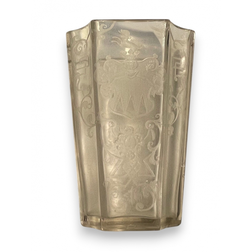 Verre gravé Chasse et Armoiries