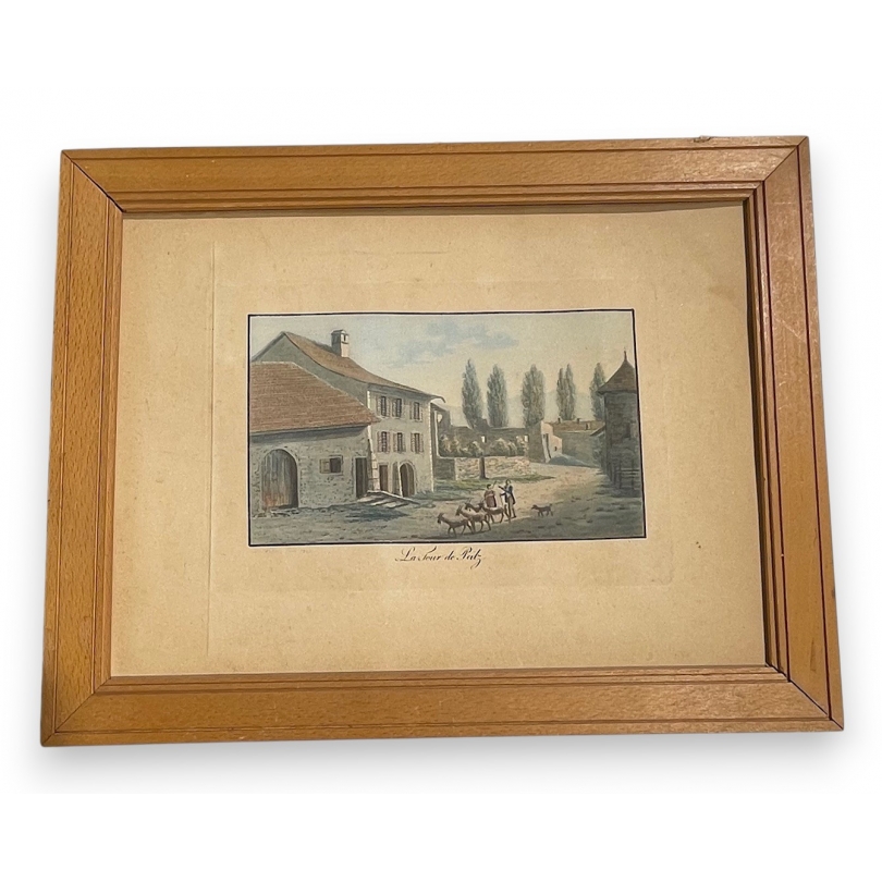 Engraving entitled ‘Tour-de-Peilz’ by WEIBEL