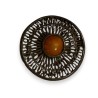 Broche filigrane en argent cabochon orange