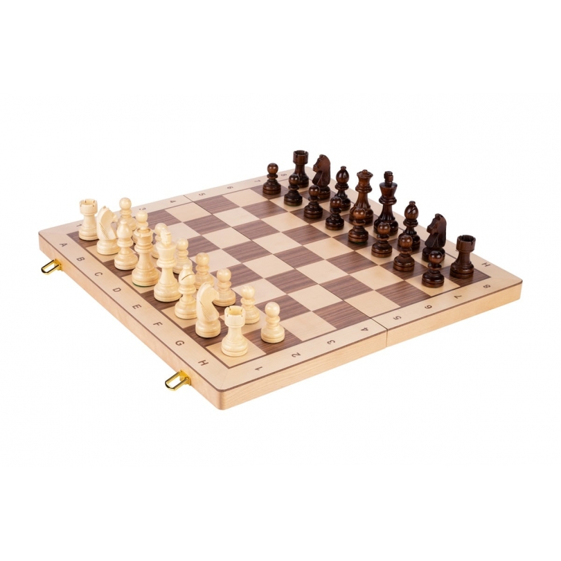 Plateau d\'échec avec pions en noyer et érable