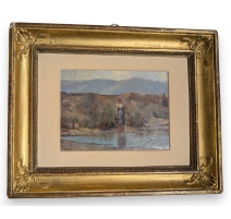Tableau "La lavandière" signé FW