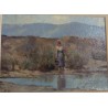 Tableau \"La lavandière\" signé FW
