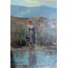 Tableau \"La lavandière\" signé FW