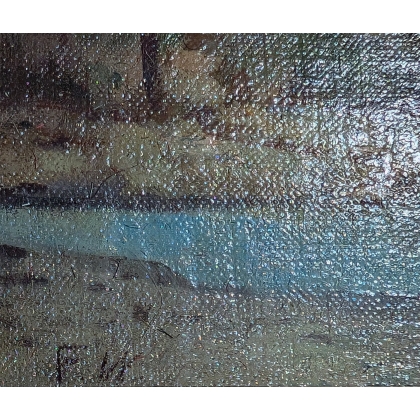 Tableau \"La lavandière\" signé FW