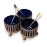 Lot de 3 salières en argent et verre cobalt