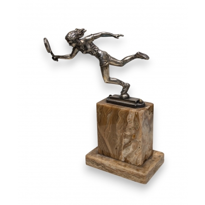 Bronze \"Joueuse de tennis\" argenté
