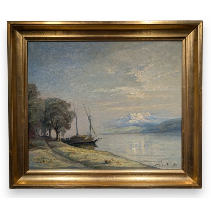 Tableau \"Les Dents du Midi\" signé BAUDIT