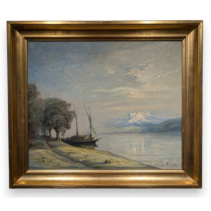 Tableau \"Les Dents du Midi\" signé BAUDIT