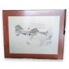 Engraving entitled ‘Chalets in the Snow’, signed COSANDEY
