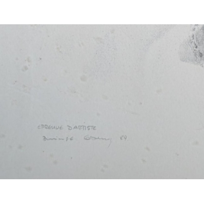 Engraving entitled ‘Chalets in the Snow’, signed COSANDEY