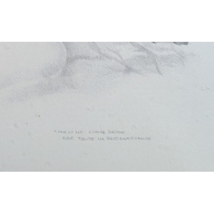 Engraving entitled ‘Chalets in the Snow’, signed COSANDEY