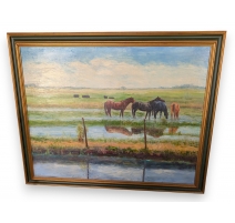 Tableau "Chevaux" signé A EGOLF 1985