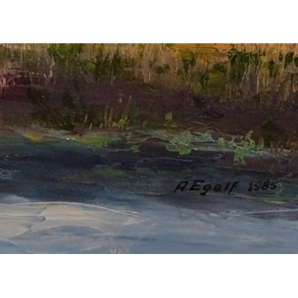 Tableau \"Chevaux\" signé A EGOLF 1985