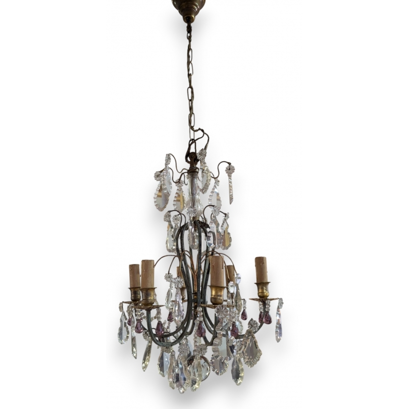 Petit lustre à cristaux à 6 lumières