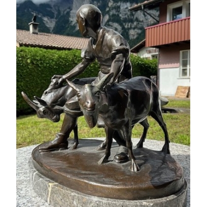 Bronze \"Chèvrier\" signé M. HILLER