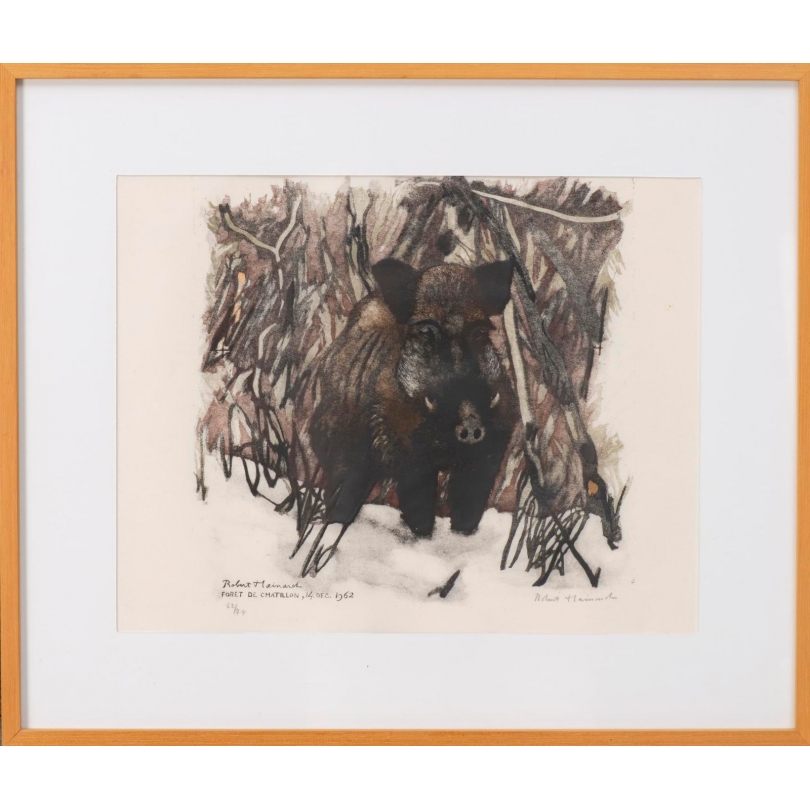 Engraving entitled ‘Le solitaire’, signed by Robert HAINARD