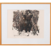 Gravure "Le solitaire" signée Robert HAINARD
