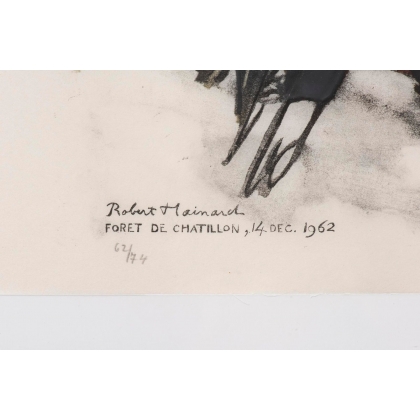 Engraving entitled ‘Le solitaire’, signed by Robert HAINARD