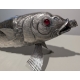 Grand poisson articulé en argent, yeux en verre