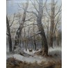 Tableau \"Chevreuils sous la neige\" signé L. VACANO
