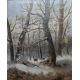 Tableau "Chevreuils sous la neige" signé L. VACANO